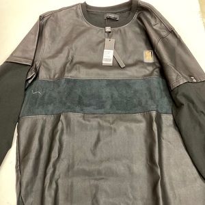 NEW FORTE BLACK LEATHER LONG SLEEVE SWEATSHIRT!